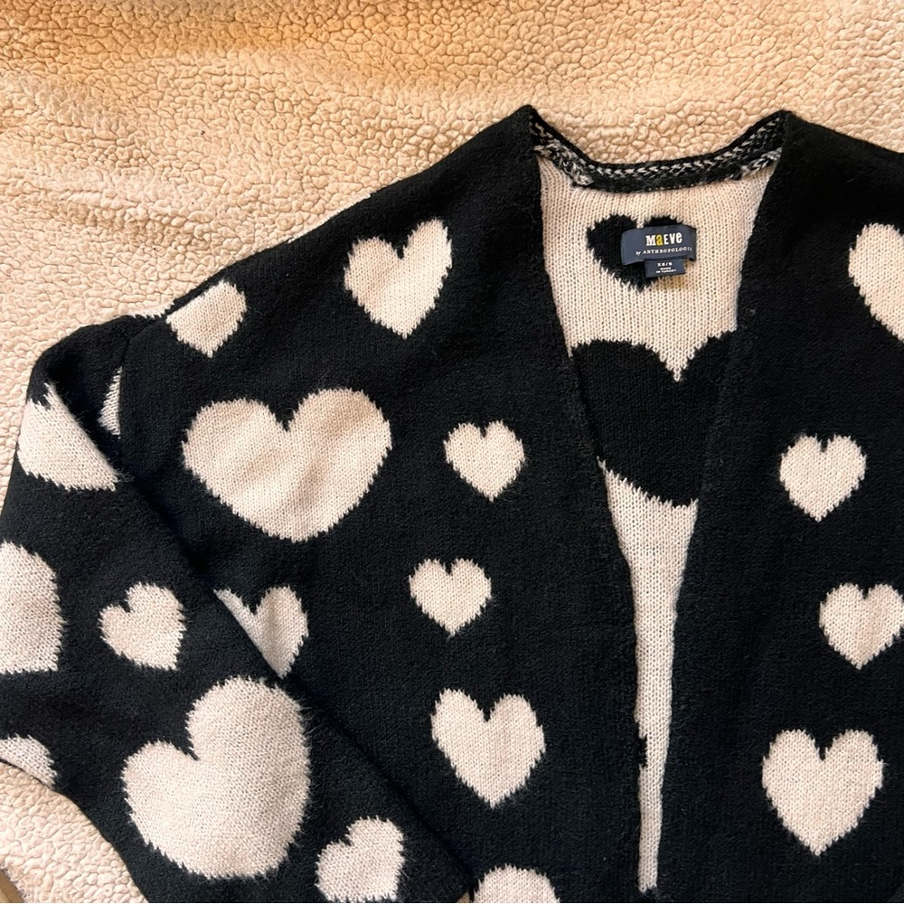 Maeve by Anthropologie Halley hearts grannie cardigan pockets very oversized S - Picture 9 of 13